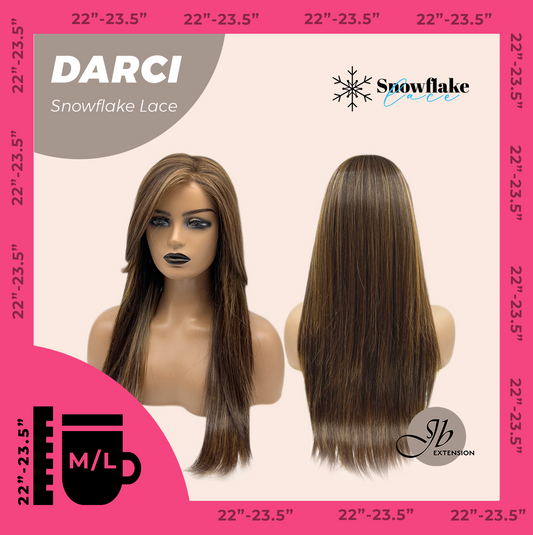[FINAL SALE] JBEXTENSION 25 Inches Caramel Pre-Cut Snowflake Lace Frontlace Glueless Wig DARCI【PERMATEASE】【BENDY EAR TABS】- M/L
