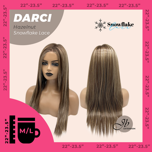 [FINAL SALE] JBEXTENSION 25 Inches Hazelnut Blonde Highlight Pre-Cut Snowflake Lace Frontlace Glueless Wig DARCI HAZELNUT【PERMATEASE】【BENDY EAR TABS】- M/L