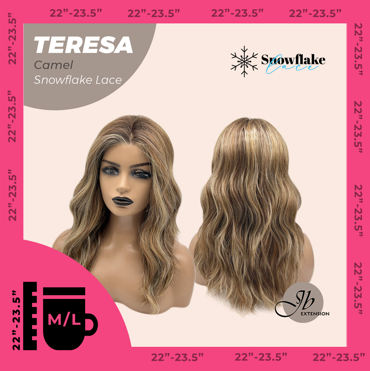 [FINAL SALE] JBEXTENSION 18 Inches Camel Pre-Cut Snowflake Lace Frontlace Glueless Wig TERESA CAMEL【PERMATEASE】【BENDY EAR TABS】- M/L