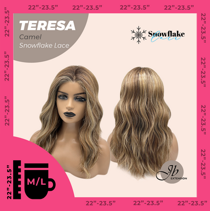 [FINAL SALE] JBEXTENSION 18 Inches Camel Pre-Cut Snowflake Lace Frontlace Glueless Wig TERESA CAMEL【PERMATEASE】【BENDY EAR TABS】- M/L