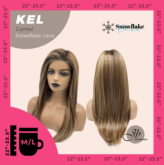 [FINAL SALE] JBEXTENSION 22 Inches Camel Pre-Cut Snowflake Lace Frontlace Glueless Wig KEL CAMEL【PERMATEASE】【BENDY EAR TABS】- M/L