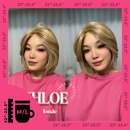 JBEXTENSION 12 Inches Bob Cut Honey Blonde Pre-Cut Snowflake Lace Frontlace Glueless Wig KHLOE HONEY BLONDE【PERMATEASE】【BENDY EAR TABS】- M/L