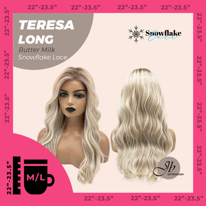 JBEXTENSION 22 Inches Long Butter Milk Pre-Cut Snowflake Lace Frontlace Glueless Wig TERESA LONG BUTTER MILK【PERMATEASE】【BENDY EAR TABS】- M/L