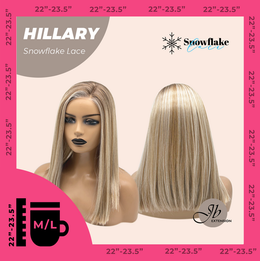 [FINAL SALE] JBEXTENSION 16 Inches Blonde Straight Pre-Cut Side Part Snowflake Lace Frontlace Glueless Wig HILLARY SNOWFLAKE【BENDY EAR TABS】- M/L