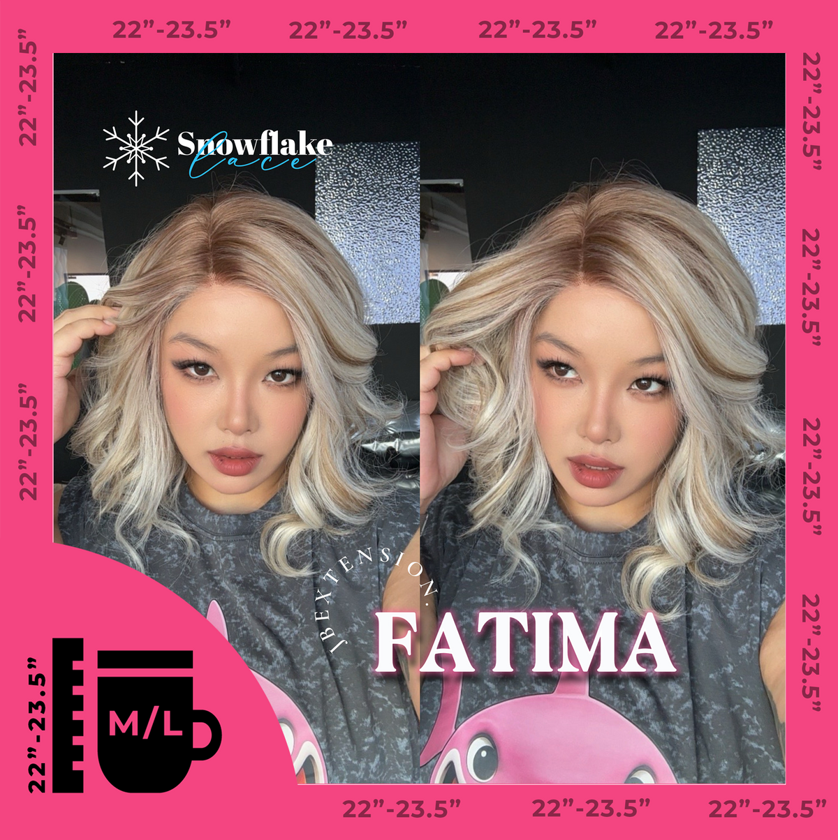 JBEXTENSION 12 Inches Blonde Curly Pre-Cut Side Part Snowflake Lace Frontlace Glueless Wig FATIMA SNOWFLAKE【BENDY EAR TABS】- M/L