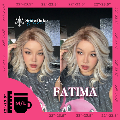 JBEXTENSION 12 Inches Blonde Curly Pre-Cut Side Part Snowflake Lace Frontlace Glueless Wig FATIMA SNOWFLAKE【BENDY EAR TABS】- M/L