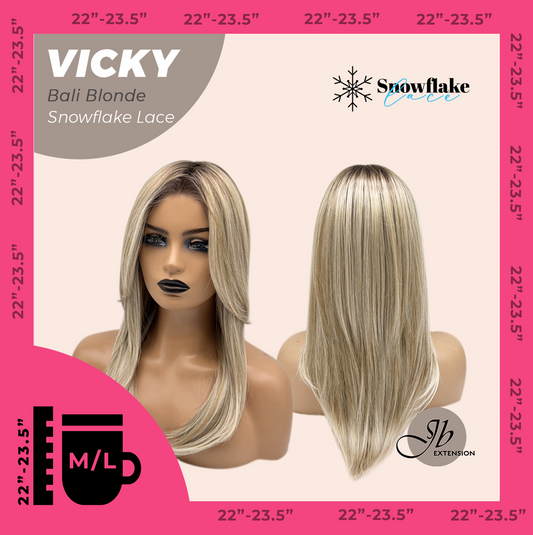 [FINAL SALE] JBEXTENSION 20 Inches Bali Blonde Pre-Cut Snowflake Lace Frontlace Glueless Wig VICKY BALI BLONDE【PERMATEASE】【BENDY EAR TABS】- M/L