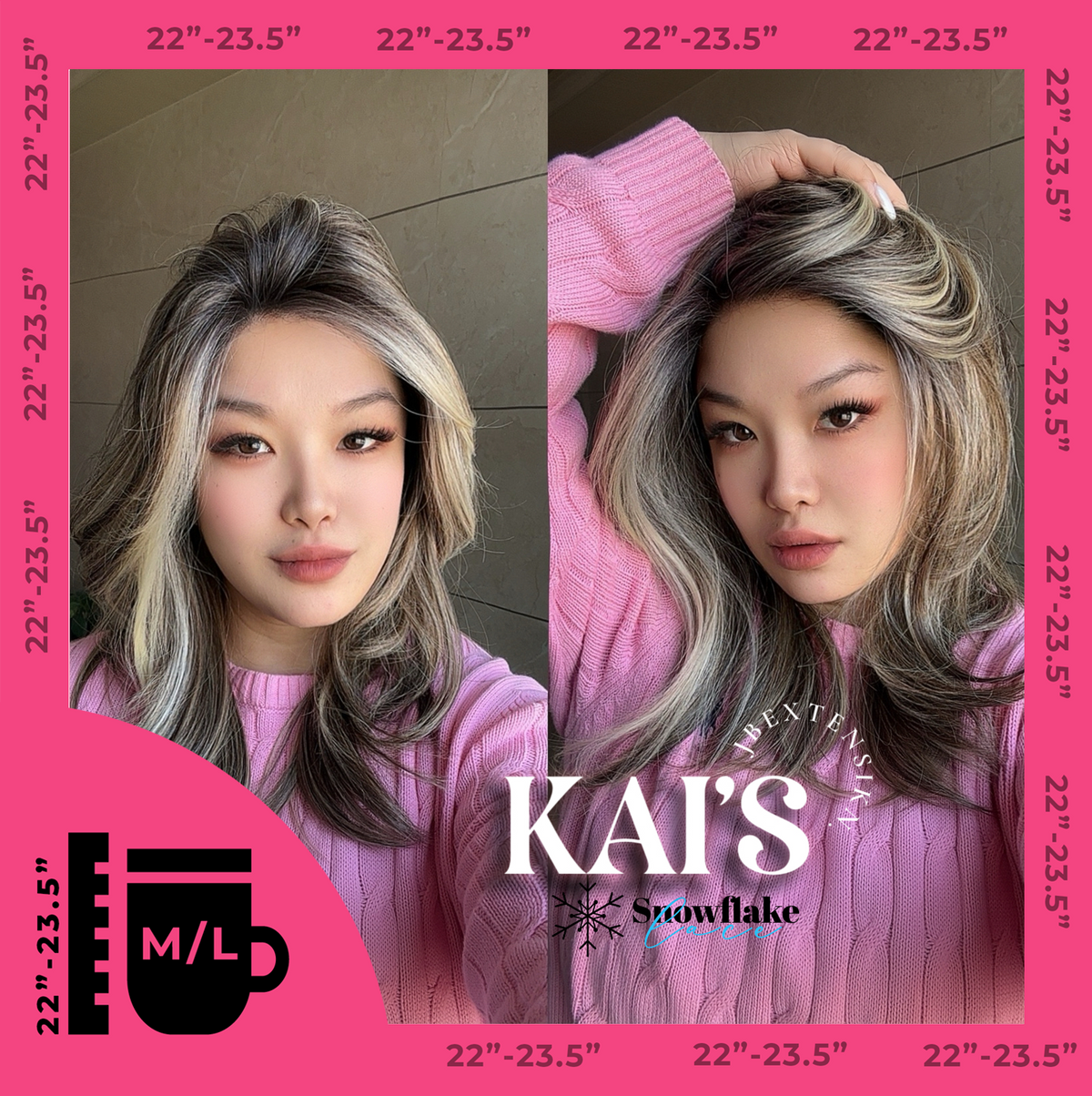 JBEXTENSION 18 Inches Mix Blonde Pre-Cut Snowflake Lace Frontlace Glueless Wig KAI'S【PERMATEASE】【BENDY EAR TABS】- M/L