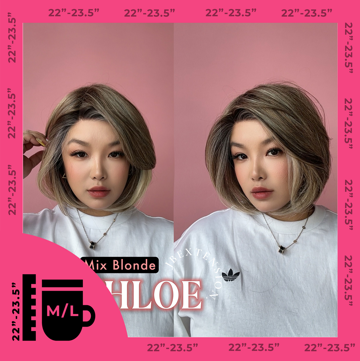 JBEXTENSION 12 Inches Bob Cut Mix Blonde Pre-Cut Snowflake Lace Frontlace Glueless Wig KHLOE MIX BLONDE【PERMATEASE】【BENDY EAR TABS】- M/L