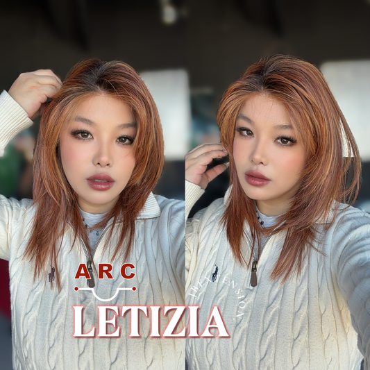 JBEXTENSION 16 Inches Copper with Dark Root Pre-Cut Arc Snowflake Lace Frontlace Glueless Wig LETIZIA【BENDY EAR TABS】