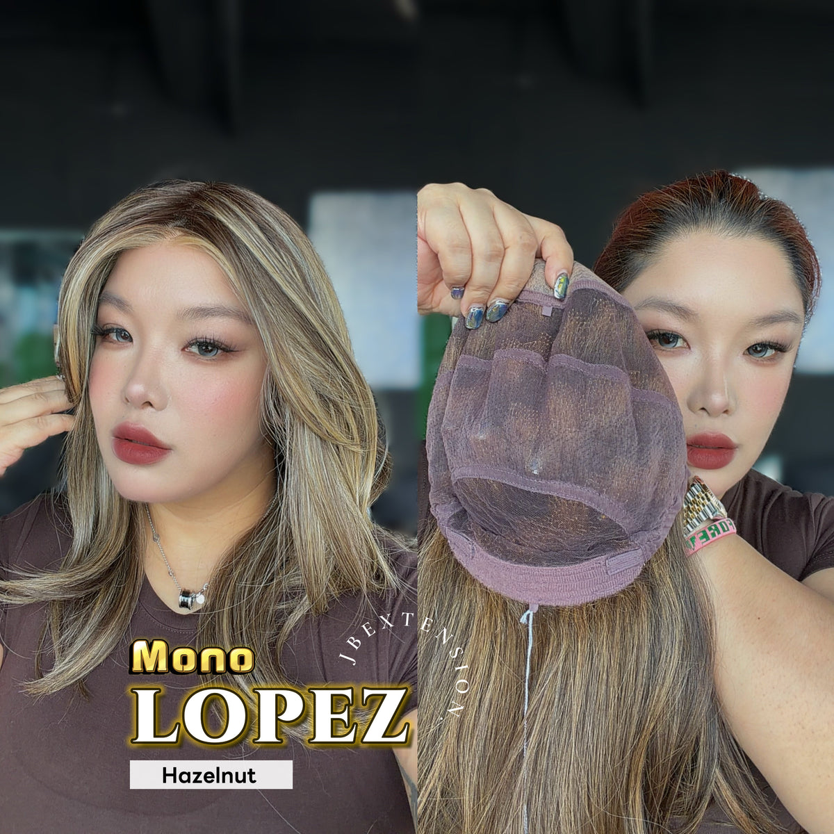 [PRE-ORDER] JBEXTENSION LOPEZ MONO Full Monofilament Handmade Full Lace Full Hand Tied Wig 18 Inches Hazelnut Mono Lace Handmade Futura Fiber Wig with Anti-slip Silicone Strips Glueless Wig LOPEZ MONO - HAZELNUT【BENDY EAR TABS】