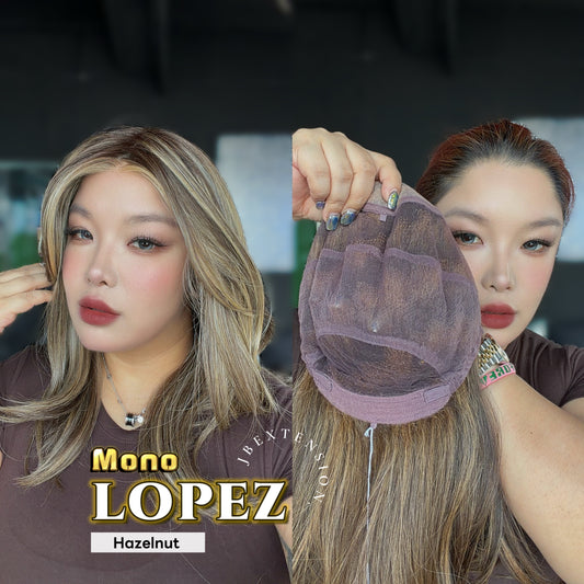[PRE-ORDER] JBEXTENSION LOPEZ MONO Full Monofilament Handmade Full Lace Full Hand Tied Wig 18 Inches Hazelnut Mono Lace Handmade Futura Fiber Wig with Anti-slip Silicone Strips Glueless Wig LOPEZ MONO - HAZELNUT【BENDY EAR TABS】