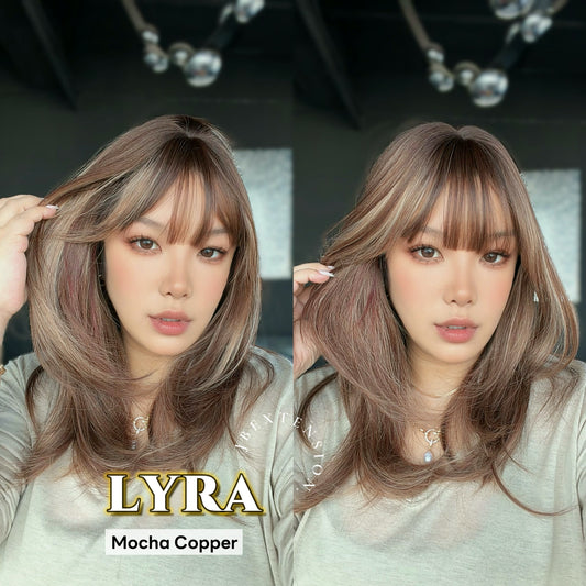 JBEXTENSION 18 Inches Mocha Copper Wig with Bangs LYRA MOCHA COPPER