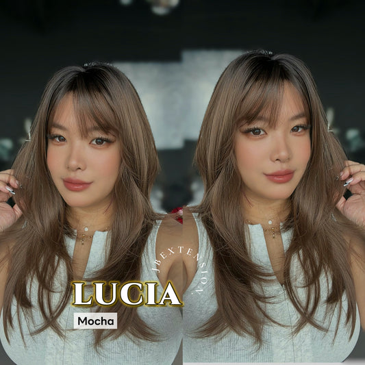 JBEXTENSION 21 Inches Natural Style Mocha Wig with Bangs LUCIA MOCHA