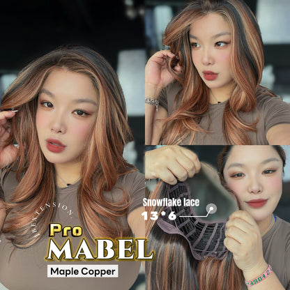 JBEXTENSION 20 Inches Maple Copper Pre-Cut 13X6 Free Part Snowflake Lace Frontlace Glueless Wig MABEL PRO - MAPLE COPPER【BENDY EAR TABS】