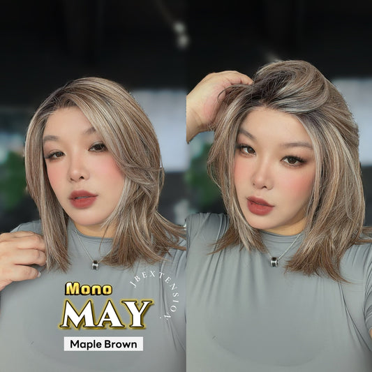 [PRE-ORDER] JBEXTENSION MAY MONO Monofilament Handmade Wig 6X5 Full Monofilament Hand Tied Top Wig 14 Inches Maple Brown Mono Lace Wig with Anti-slip Silicone Strips Glueless Wig MAY MONO - MAPLE BROWN【BENDY EAR TABS】