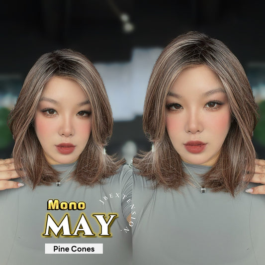 [PRE-ORDER] JBEXTENSION MAY MONO Monofilament Handmade Wig 6X5 Full Monofilament Hand Tied Top Wig 14 Inches Pine Cones Mono Lace Wig with Anti-slip Silicone Strips Glueless Wig MAY MONO - PINE CONES【BENDY EAR TABS】