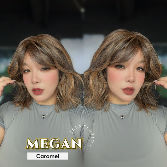 JBEXTENSION MEGAN MONO Full Monofilament Handmade Full Lace Full Hand Tied Wig 13 Inches Caramel Mono Lace Handmade Futura Fiber Wig with Anti-slip Silicone Strips Glueless Wig MEGAN MONO - CARAMEL【BENDY EAR TABS】