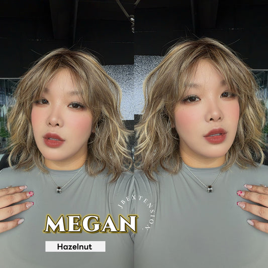 JBEXTENSION MEGAN MONO Full Monofilament Handmade Full Lace Full Hand Tied Wig 13 Inches Hazelnut Mono Lace Handmade Futura Fiber Wig with Anti-slip Silicone Strips Glueless Wig MEGAN MONO - HAZELNUT【BENDY EAR TABS】