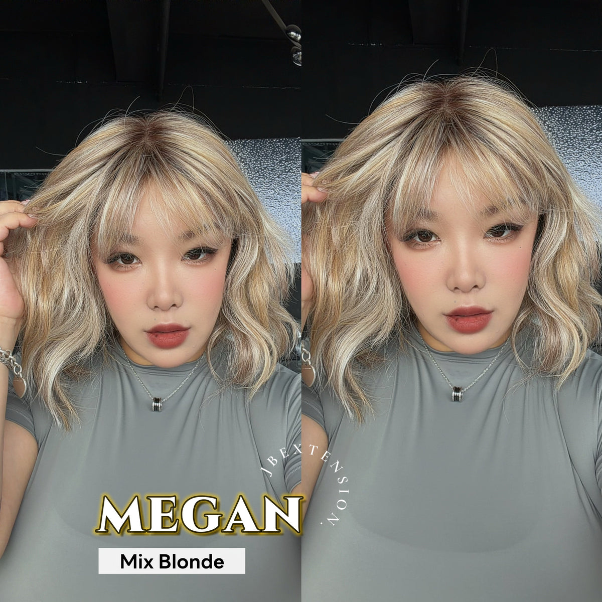 JBEXTENSION MEGAN MONO Full Monofilament Handmade Full Lace Full Hand Tied Wig 13 Inches Mix Blonde Mono Lace Handmade Futura Fiber Wig with Anti-slip Silicone Strips Glueless Wig MEGAN MONO - MIX BLONDE【BENDY EAR TABS】