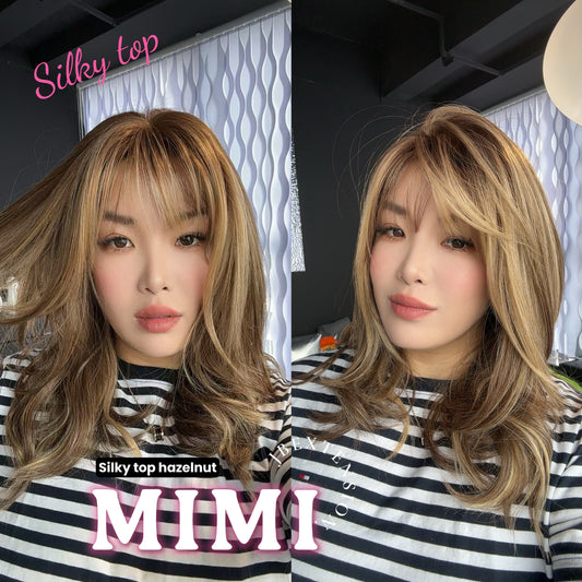 JBEXTENSION 16 Inches Scalpiana 3.5X4 Hard Silky Top Natural Scalp Effect Hazelnut Body Wave Wig with Bangs Wig MIMI SILKY TOP - HAZELNUT