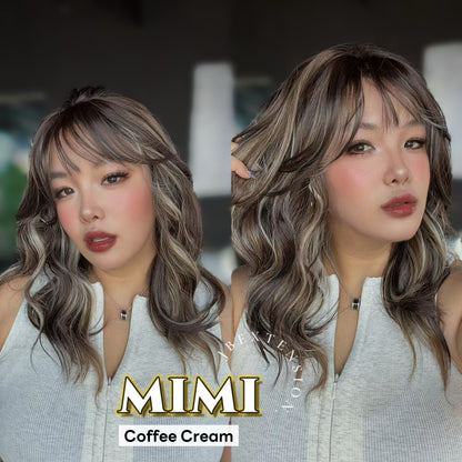 JBEXTENSION 16 Inches Scalpiana 3.5X4 Hard Silky Top Natural Scalp Effect Coffee Cream Body Wave Wig with Bangs Wig MIMI SILK TOP - COFFEE CREAM