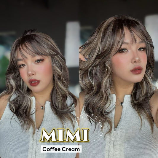 JBEXTENSION 16 Inches Scalpiana 3.5X4 Hard Silky Top Natural Scalp Effect Coffee Cream Body Wave Wig with Bangs Wig MIMI SILK TOP - COFFEE CREAM
