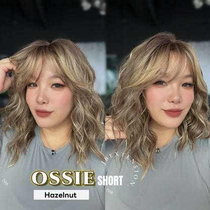 JBEXTENSION 14 Inches Scalpiana Wave Hazelnut 3.5X4 Hard Silky Top Natural Scalp Effect Wig with Bangs OSSIE SHORT - HAZELNUT