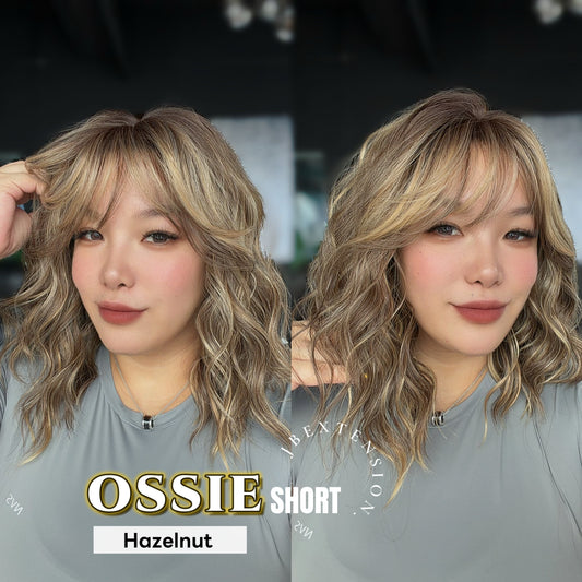 JBEXTENSION 14 Inches Scalpiana Wave Hazelnut 3.5X4 Hard Silky Top Natural Scalp Effect Wig with Bangs OSSIE SHORT - HAZELNUT