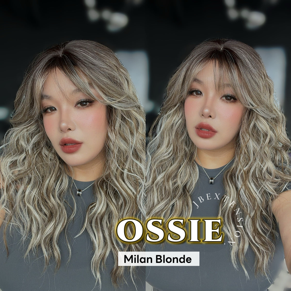 JBEXTENSION 22 Inches Scalpiana Long Wave Milan Blonde 3.5X4 Hard Silky Top Natural Scalp Effect Wig with Bangs OSSIE MILAN BLONDE
