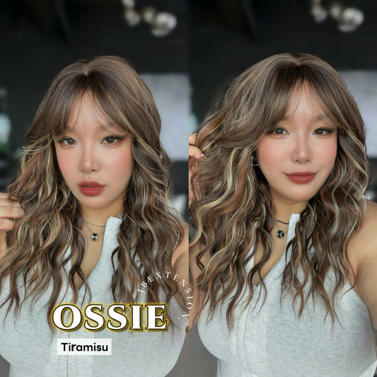JBEXTENSION 22 Inches Scalpiana Long Wave Tiramisu 3.5X4 Hard Silky Top Natural Scalp Effect Wig with Bangs OSSIE TIRAMISU