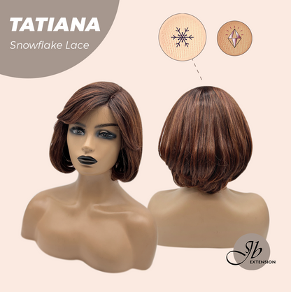 [FINAL SALE] JBEXTENSION 10 Inches Copper Curly Pre-Cut Side Part Snowflake Lace Frontlace Glueless Wig TATIANA【BENDY EAR TABS】
