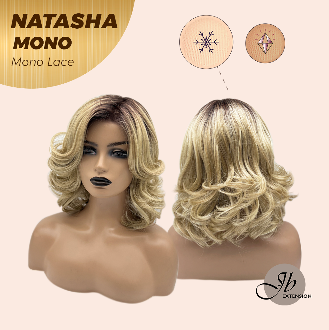 [FINAL SALE] JBEXTENSION NATASHA MONO Monofilament Handmade Wig 6X5 Full Monofilament Hand Tied Top Wig 12 Inches Honey Blonde Mono Lace Wig Glueless Wig NATASHA MONO【BENDY EAR TABS】