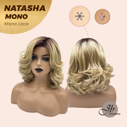 [FINAL SALE] JBEXTENSION NATASHA MONO Monofilament Handmade Wig 6X5 Full Monofilament Hand Tied Top Wig 12 Inches Honey Blonde Mono Lace Wig Glueless Wig NATASHA MONO【BENDY EAR TABS】
