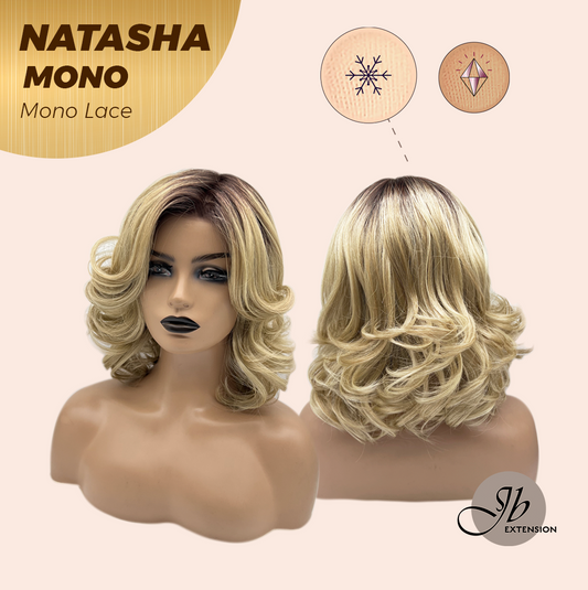 [FINAL SALE] JBEXTENSION NATASHA MONO Monofilament Handmade Wig 6X5 Full Monofilament Hand Tied Top Wig 12 Inches Honey Blonde Mono Lace Wig Glueless Wig NATASHA MONO【BENDY EAR TABS】