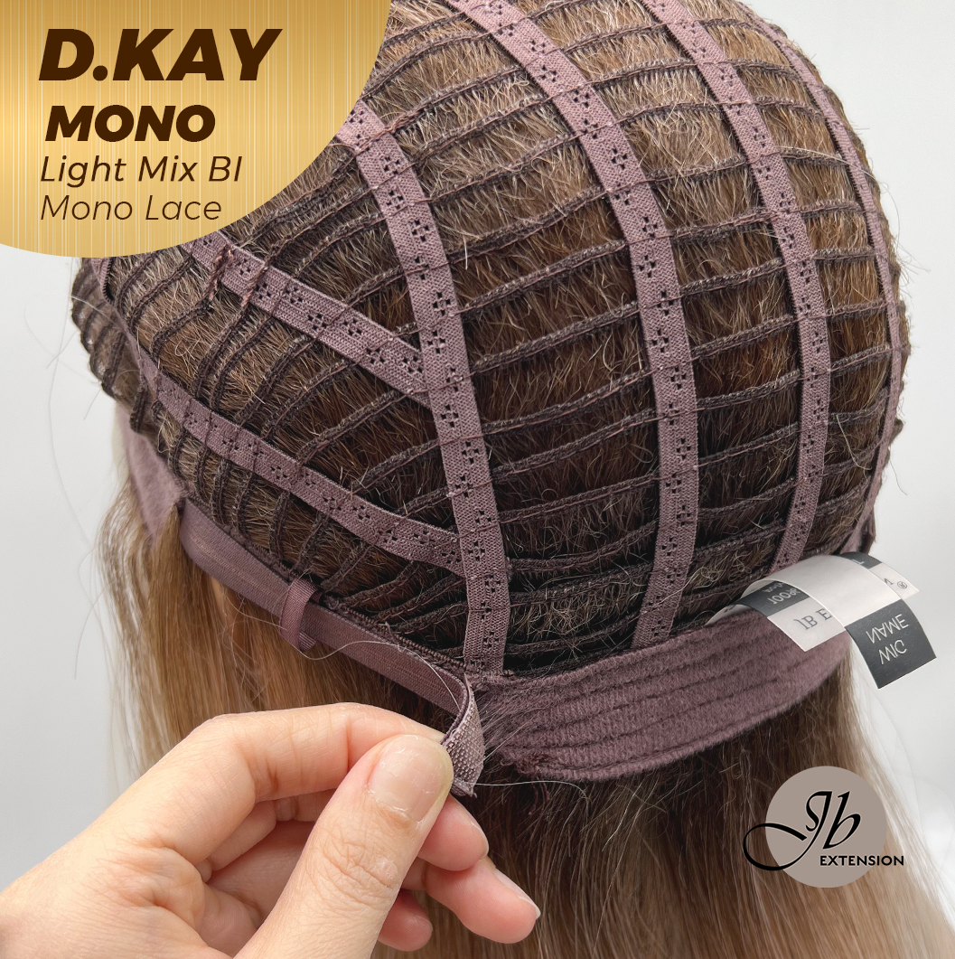 JBEXTENSION D.KAY MONO Partial Monofilament Wig 18 Inches Light Mix Blonde Partial Mono Lace Glueless Women Fashion Wig D.KAY MONO LIGHT MIX BLONDE【BENDY EAR TABS】