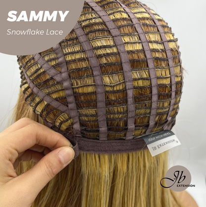 [FINAL SALE] JBEXTENSION 15 Inches Honey Blonde Pre-Cut Snowflake Lace Frontlace Glueless Wig SAMMY【PERMATEASE】【BENDY EAR TABS】- S/M