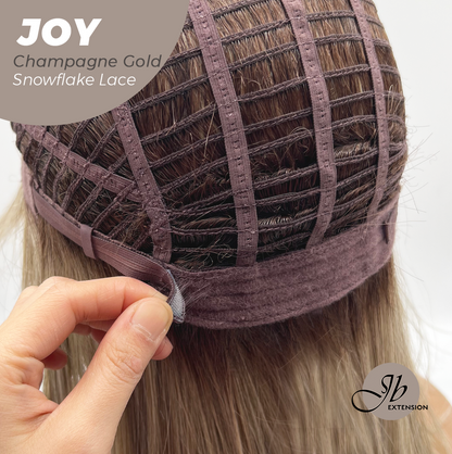 JBEXTENSION 19 Inches Champagne Gold Pre-Cut Arc Snowflake Lace Frontlace Glueless Wig JOY CHAMPAGNE GOLD【BENDY EAR TABS】