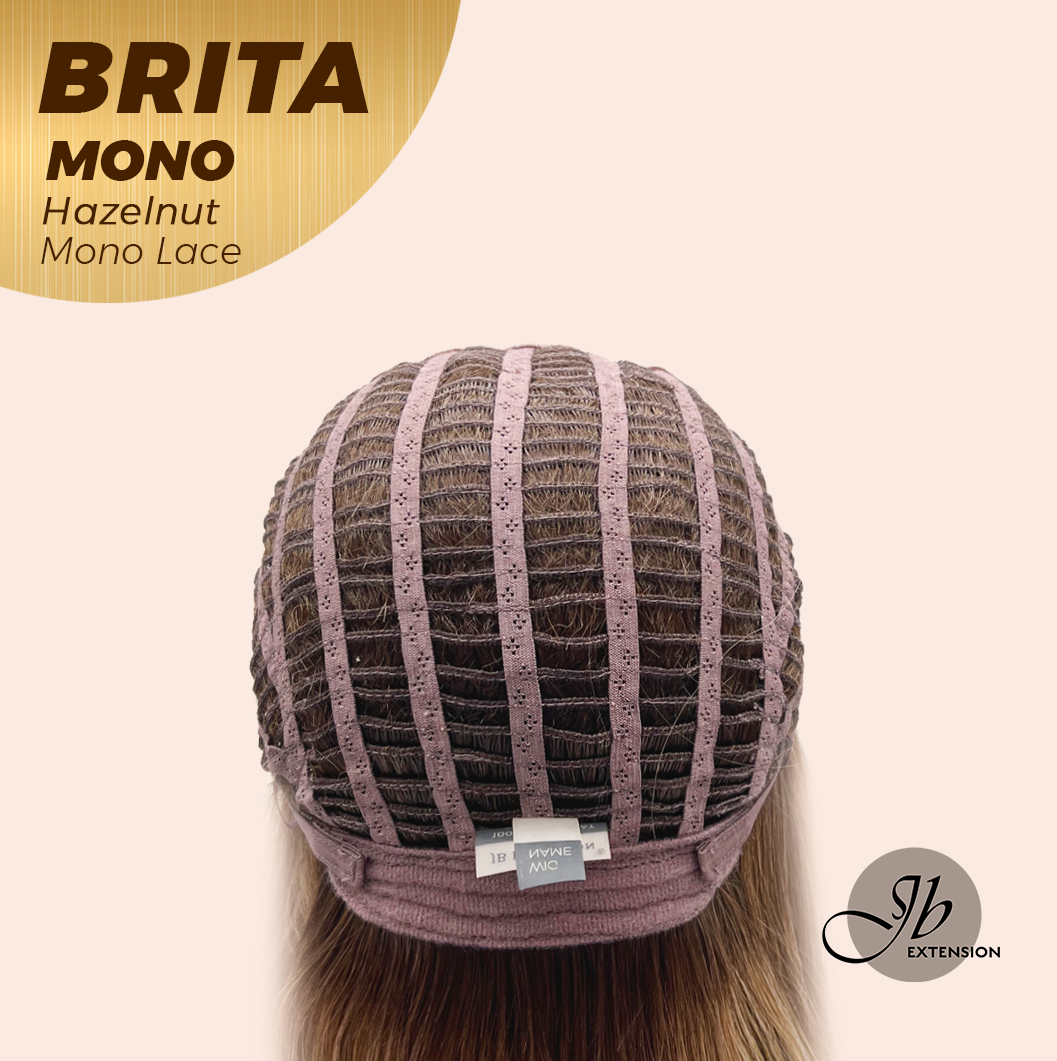 JBEXTENSION BRITA MONO Monofilament Handmade Wig 6X5 Full Monofilament Hand Tied Top Wig 22 Inches Hazelnut Mono Lace Wig Glueless Wig BRITA MONO - HAZELNUT【BENDY EAR TABS】