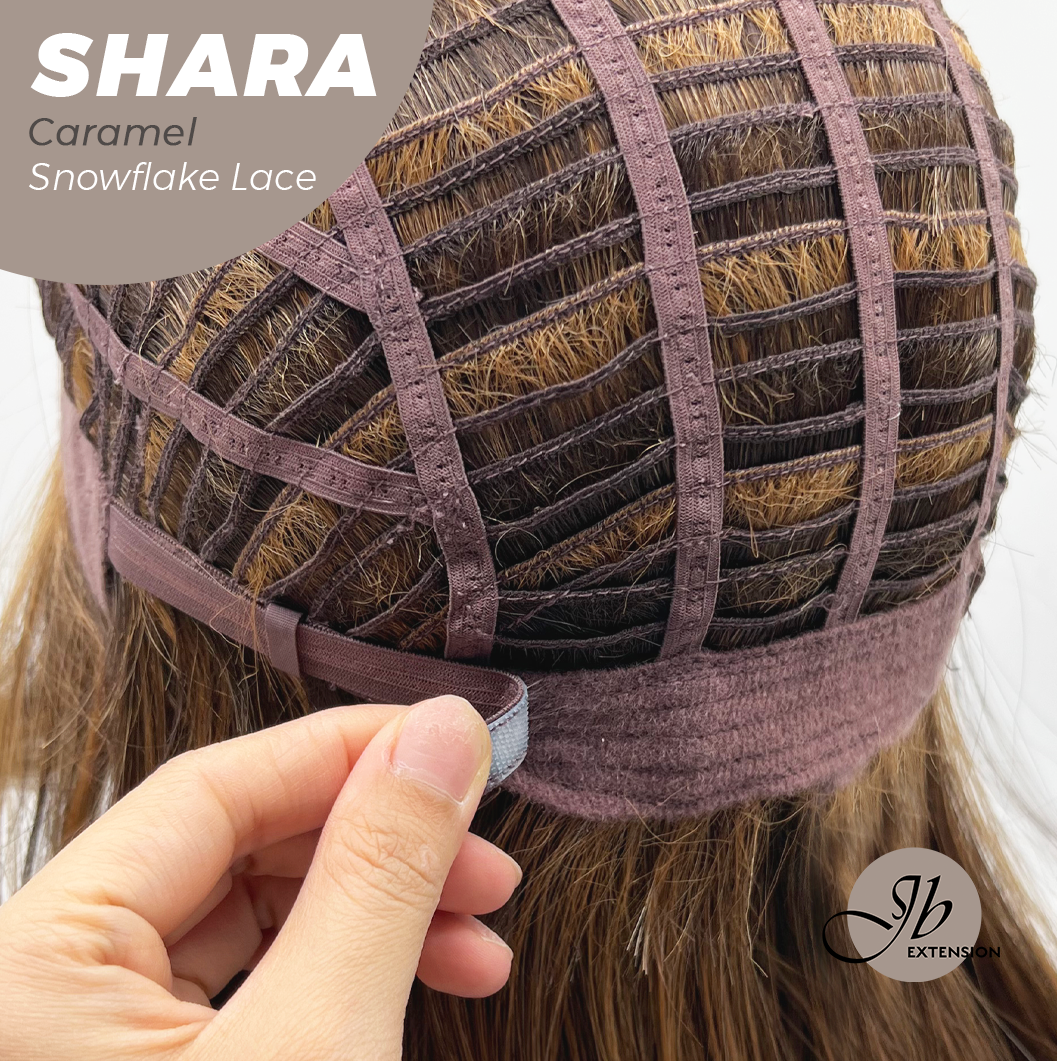 JBEXTENSION 17 Inches Curly Caramel Pre-Cut Arc Snowflake Lace Frontlace Glueless Wig SHARA CARAMEL【BENDY EAR TABS】