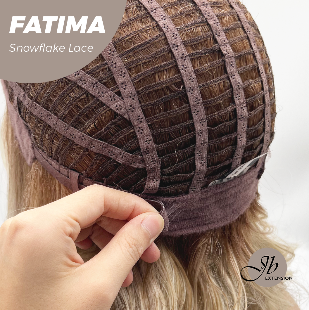 JBEXTENSION 12 Inches Blonde Curly Pre-Cut Side Part Snowflake Lace Frontlace Glueless Wig FATIMA SNOWFLAKE【BENDY EAR TABS】- M/L