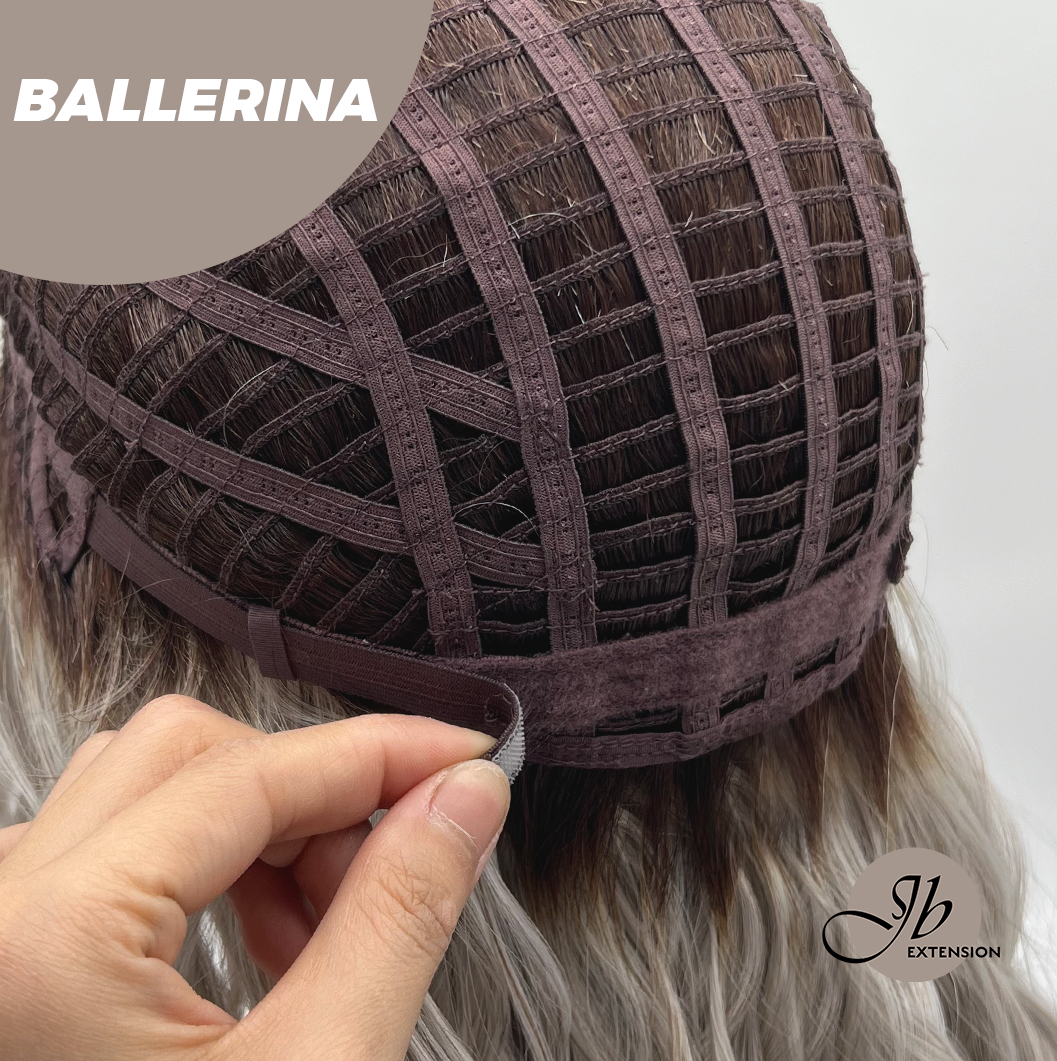 [FINAL SALE] JBEXTENSION 18 Inches Wave Silver Wig with Dark Root Women Fashion Full Machine Wig BALLERINA【PLUS PERMATEASE】【BENDY EAR TABS】
