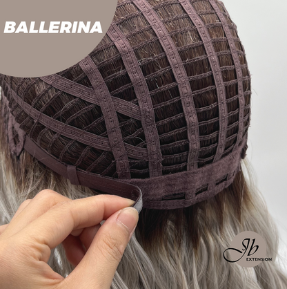 [FINAL SALE] JBEXTENSION 18 Inches Wave Silver Wig with Dark Root Women Fashion Full Machine Wig BALLERINA【PLUS PERMATEASE】【BENDY EAR TABS】