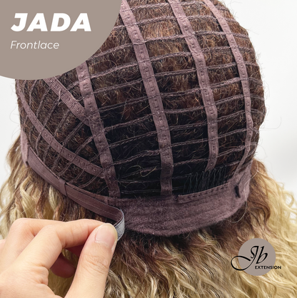 JBEXTENSION 18 Inches Deep Curly Blonde Pre-Cut Side Part Frontlace Glueless Black Sapphire Wig JADA【BENDY EAR TABS】