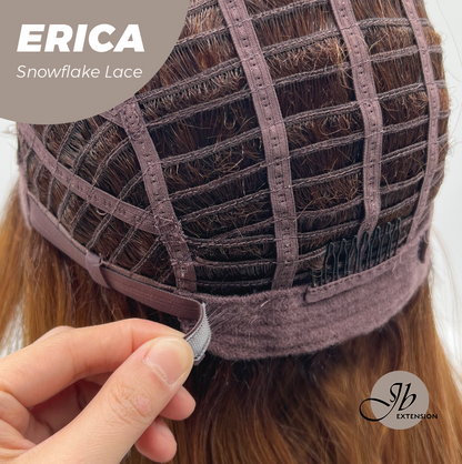 JBEXTENSION 18 Inches Curly Copper Pre-Cut Arc Snowflake Lace Frontlace Glueless Black Sapphire Wig ERICA【BENDY EAR TABS】
