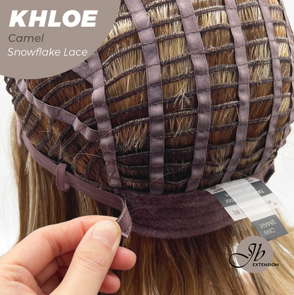 [FINAL SALE] JBEXTENSION 12 Inches Bob Cut Camel Pre-Cut Snowflake Lace Frontlace Glueless Wig KHLOE CAMEL【PERMATEASE】【BENDY EAR TABS】- M/L