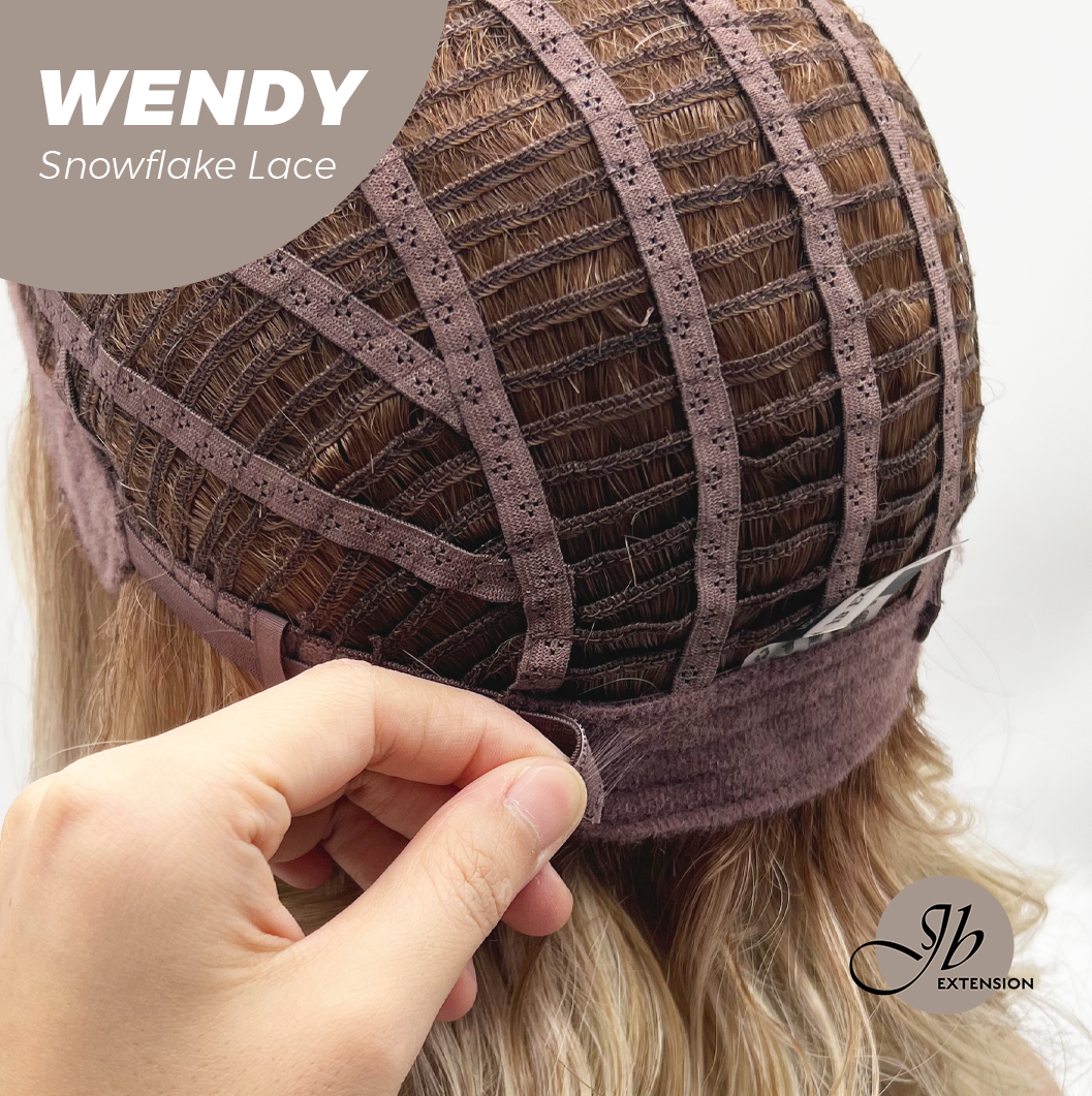 JBEXTENSION 18 Inches Mix Blonde Curly Pre-Cut Side Part Snowflake Lace Frontlace Glueless Wig WENDY【BENDY EAR TABS】- S/M