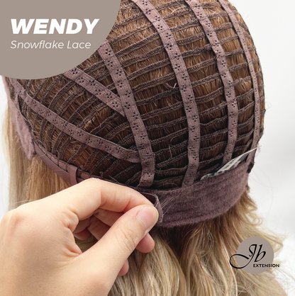 JBEXTENSION 18 Inches Mix Blonde Curly Pre-Cut Side Part Snowflake Lace Frontlace Glueless Wig WENDY【BENDY EAR TABS】- S/M