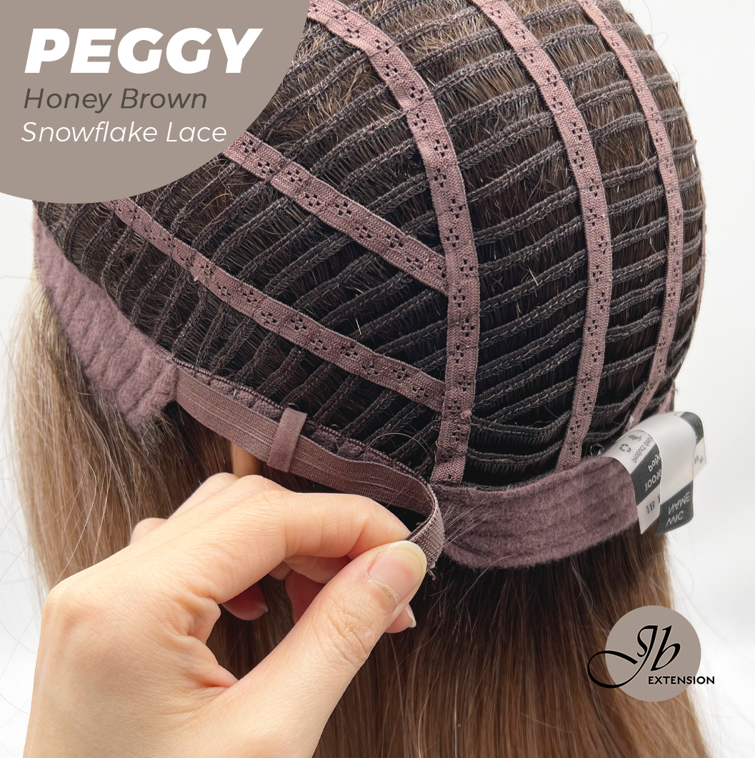JBEXTENSION 19 Inches Long Straight Honey Brown Pre-Cut Side Part Snowflake Lace Frontlace Glueless Wig PEGGY HONEY BROWN【BENDY EAR TABS】
