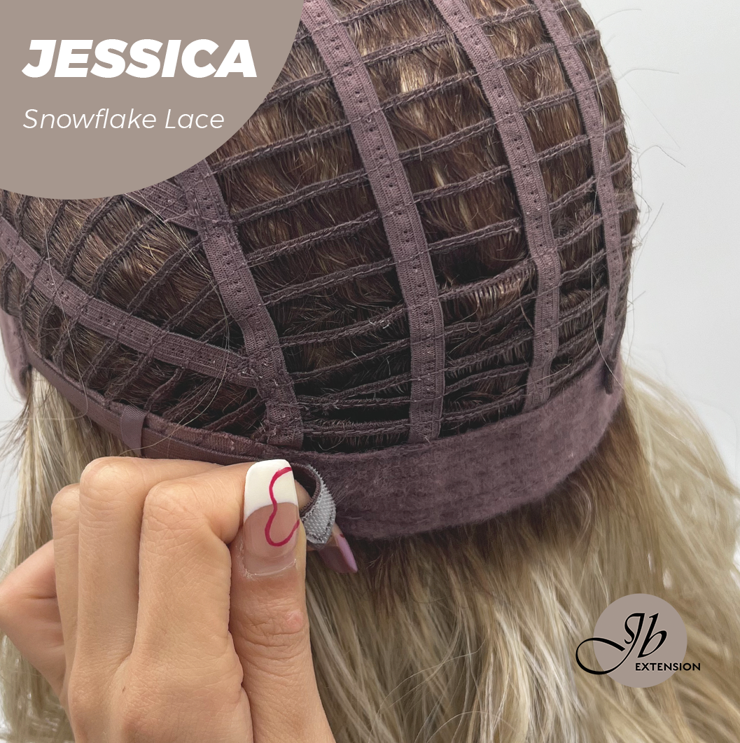JBEXTENSION 16 Inches Mix Blonde Curly Pre-Cut Side Part Snowflake Lace Frontlace Glueless Wig JESSICA【BENDY EAR TABS】
